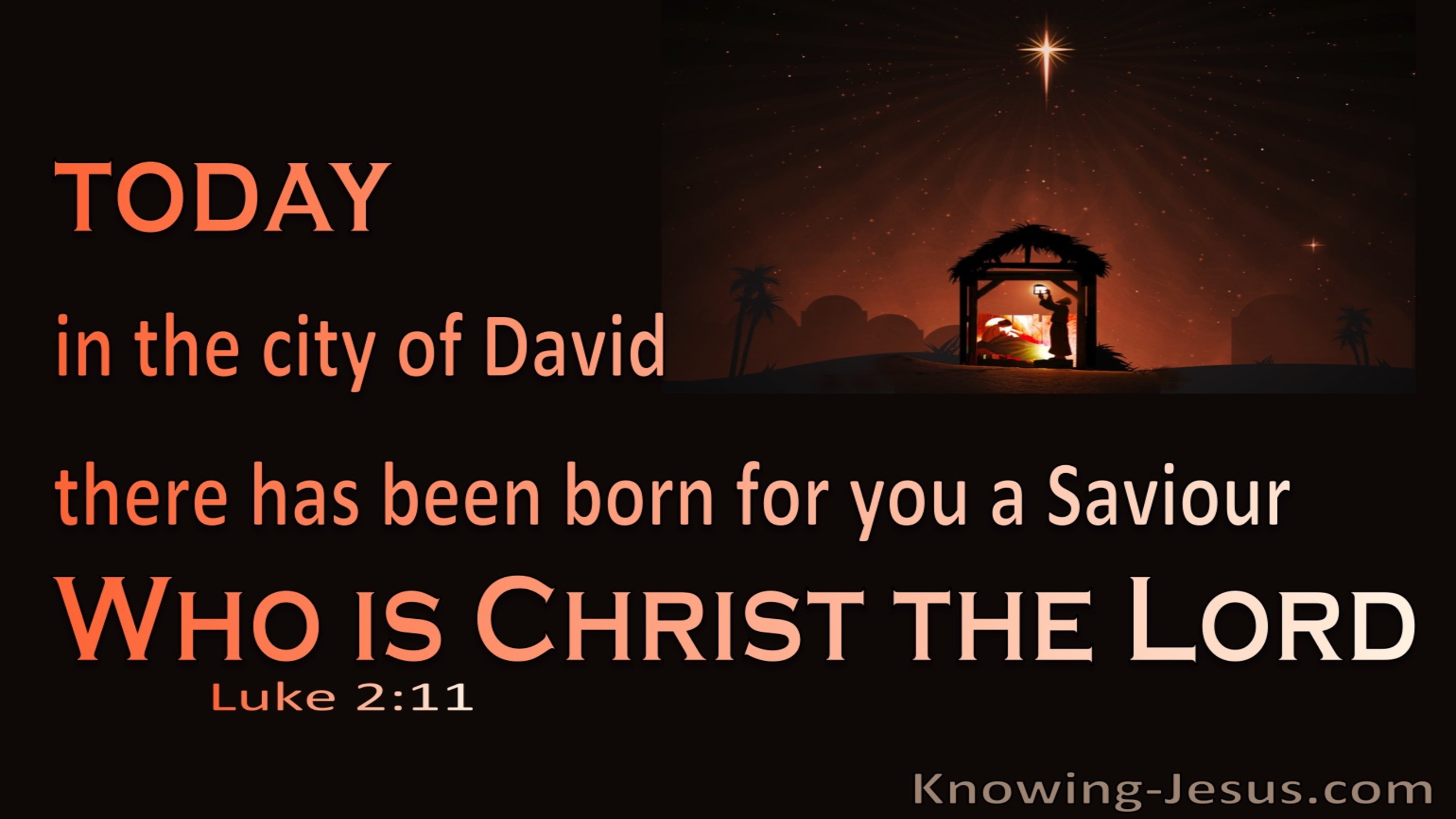 Luke 2:11 Born A Saviour Who Is Christ The Lord (orange)